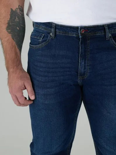 AMBROSE Tapered Fit Stretch Jeans in Dark Blue
