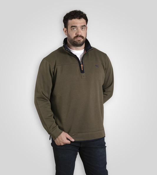 Leicester Khaki Half Zip Sweatshirt