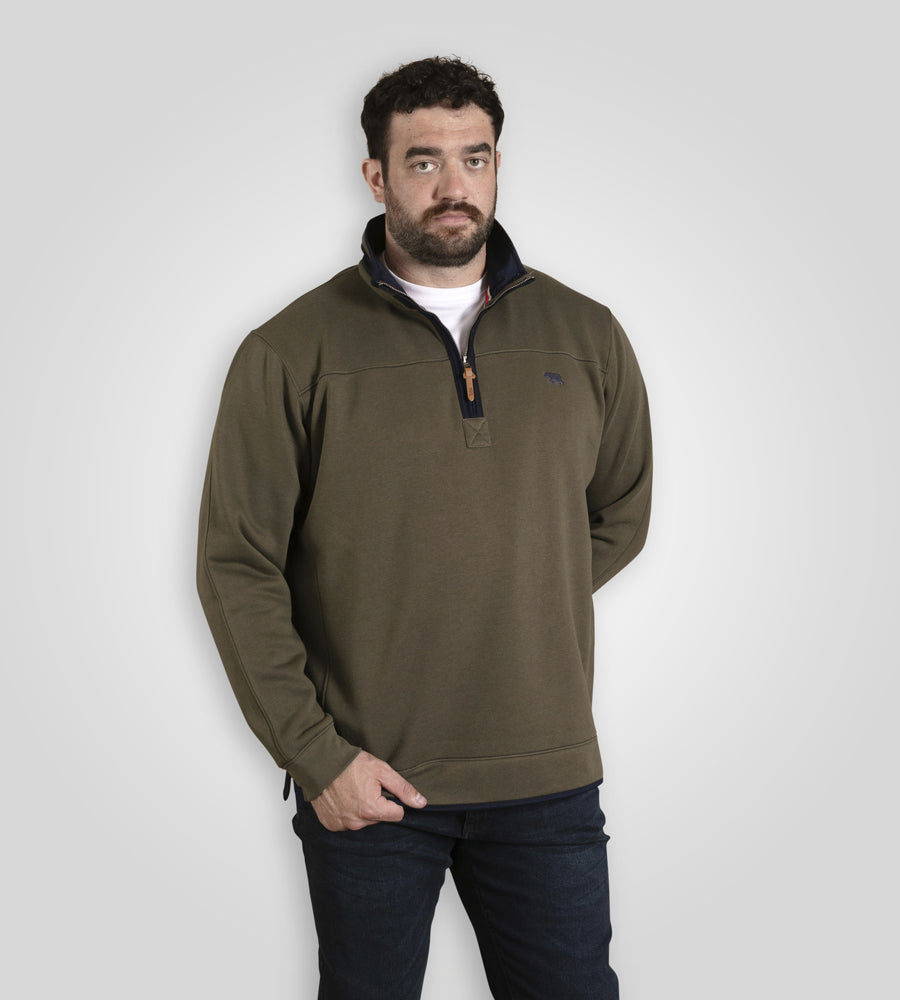 Leicester Khaki Half Zip Sweatshirt