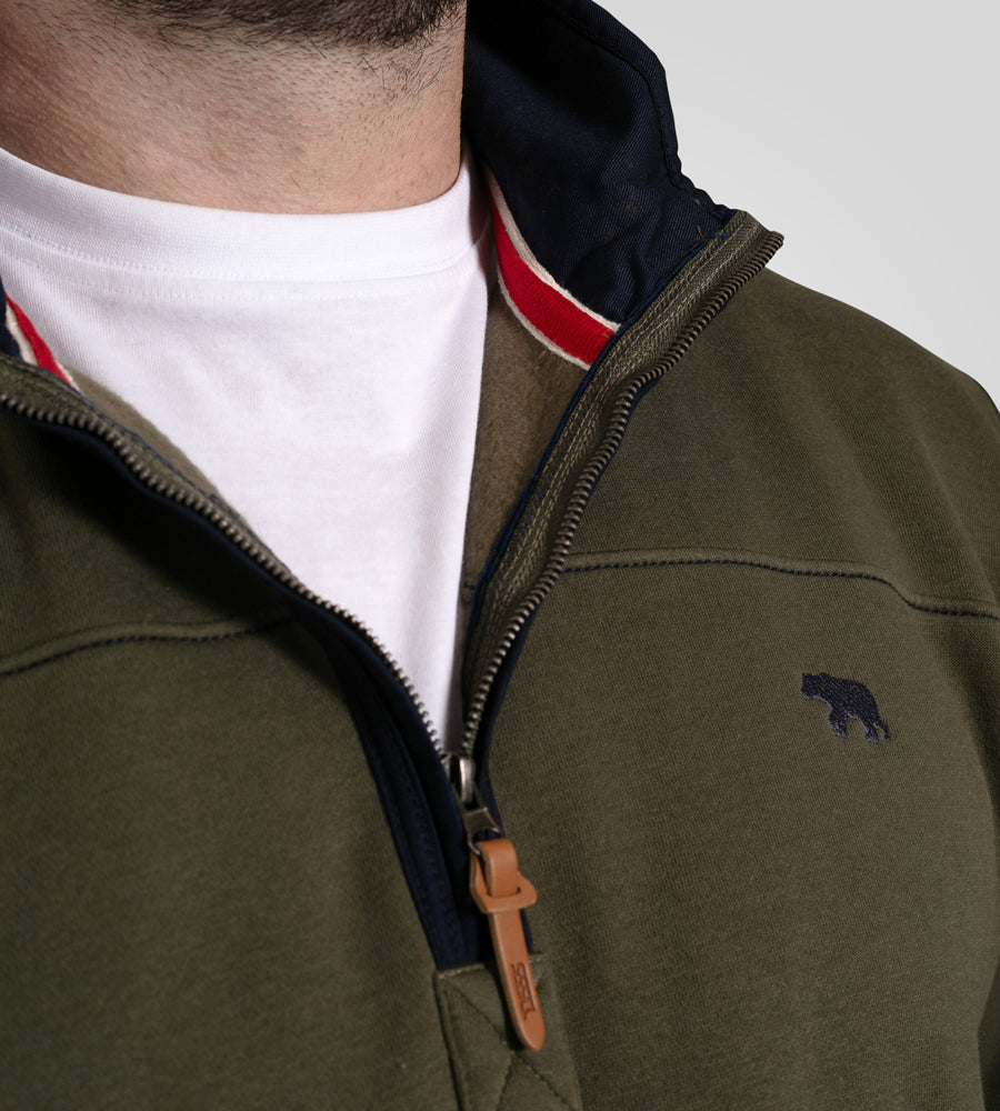 Leicester Khaki Half Zip Sweatshirt