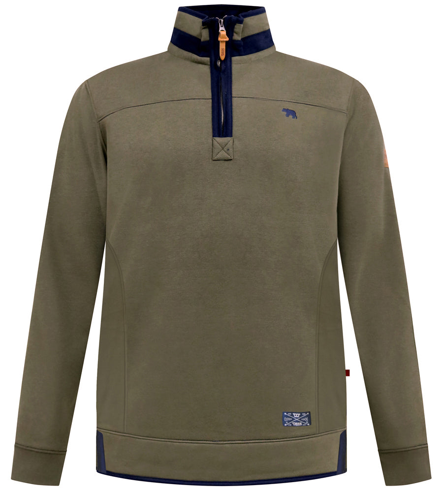 Leicester Khaki Half Zip Sweatshirt