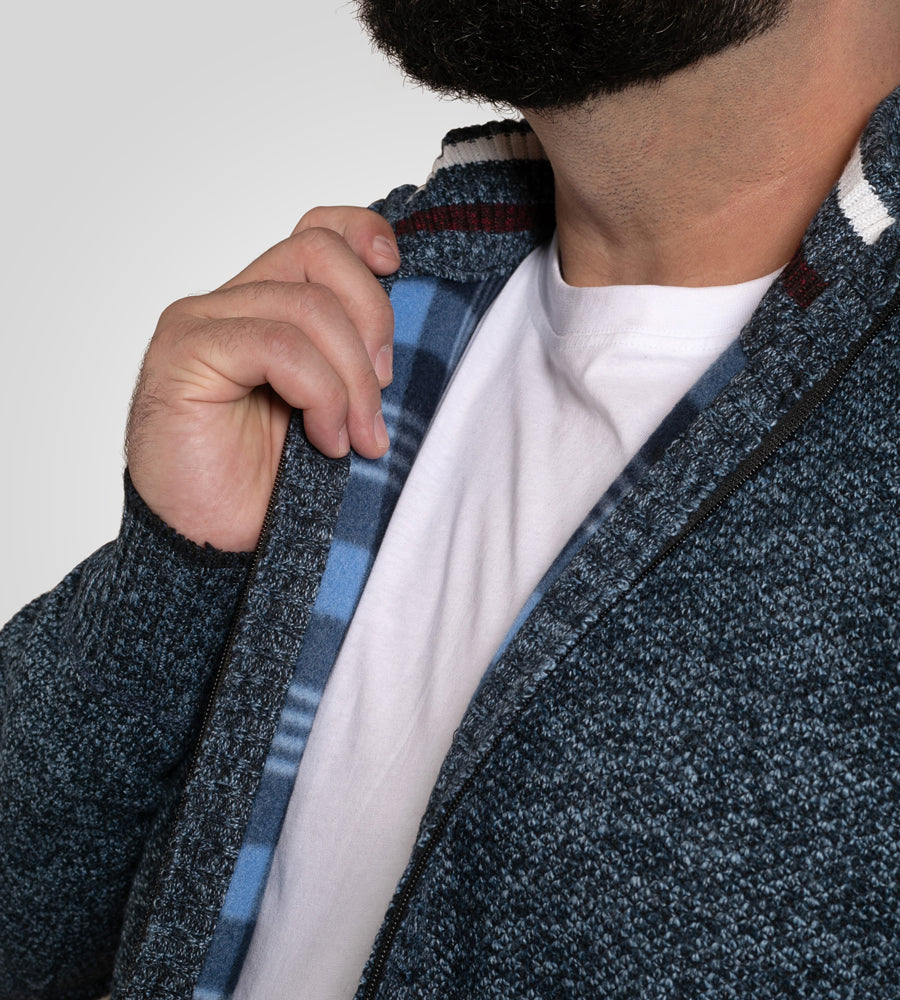 Dereham Knitted Blue Zip Through