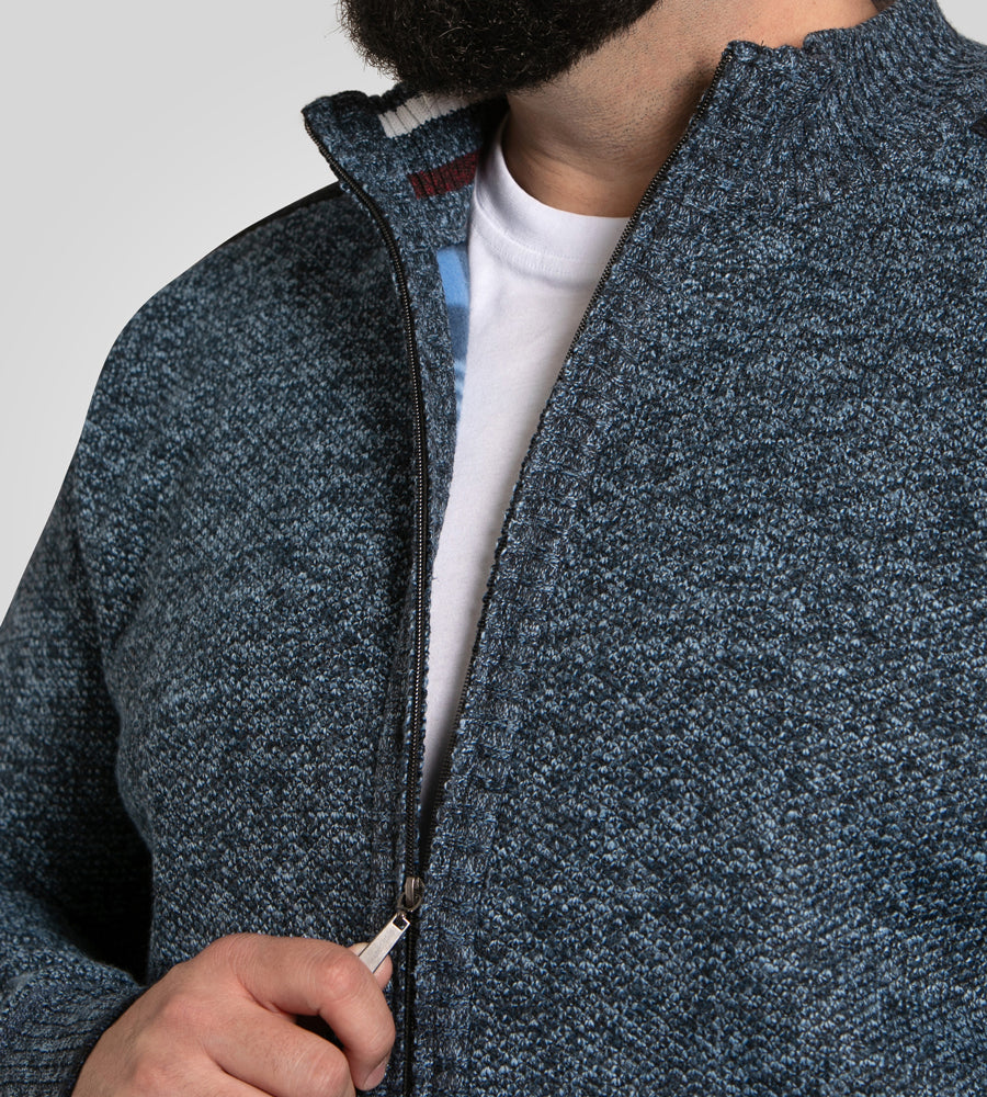 Dereham Knitted Blue Zip Through