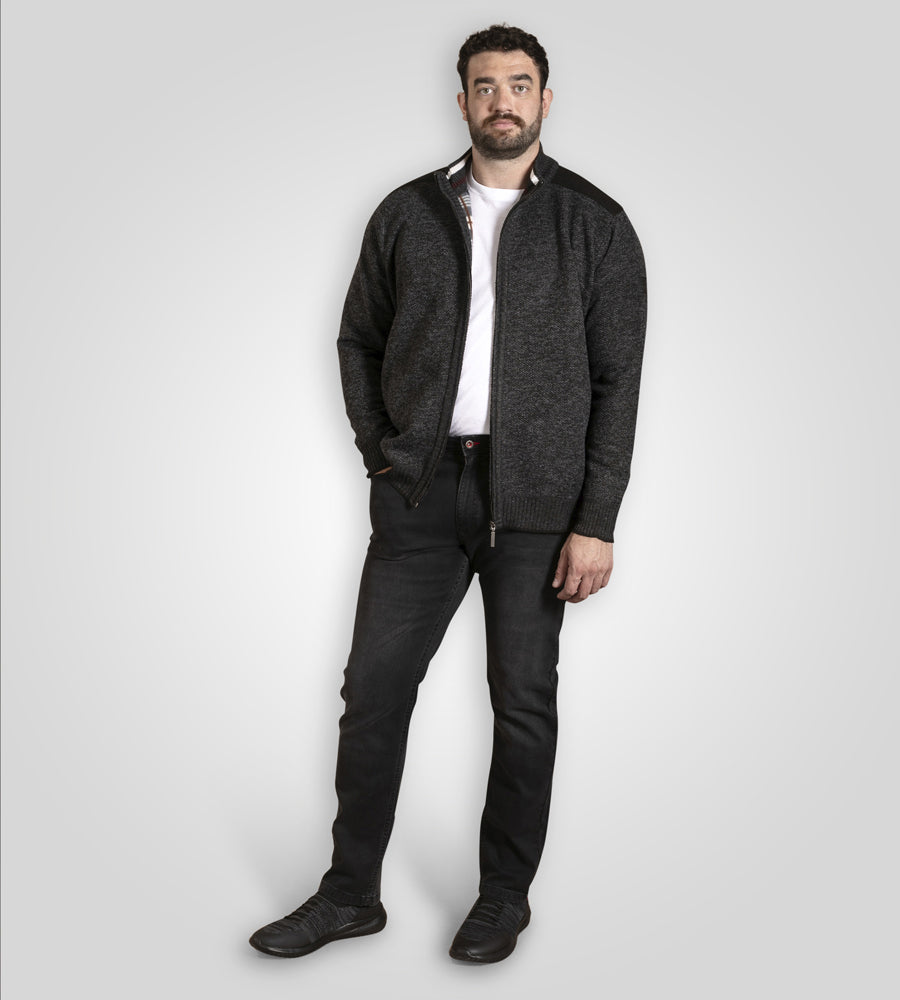 Dereham Knitted Black Zip Through