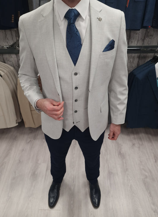 Belmont Silver Jacket & Waistcoat - Navy Trousers