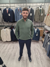 Load image into Gallery viewer, Vince Sage Half Zip with Navy Trouser
