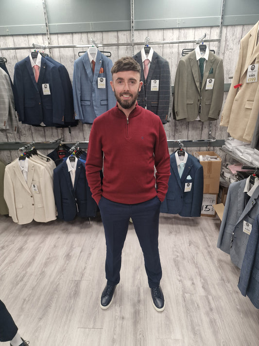 Ultan Ruby Half Zip with Navy Trouser