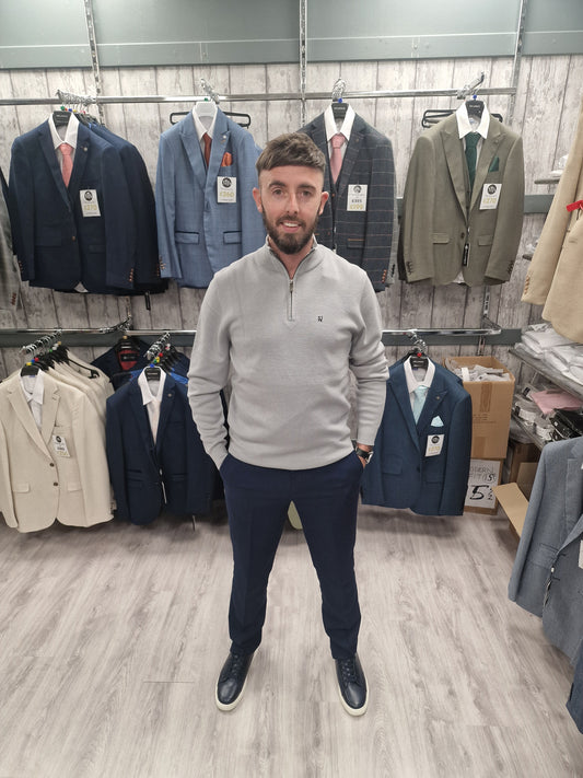 Ultan Grey Half Zip with Navy Trouser
