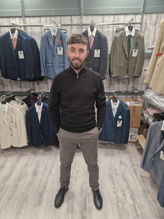 Warren Black Half Zip with Grey Chinos