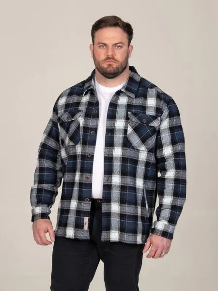 NEWMAN Navy Check Shacket Overshirt