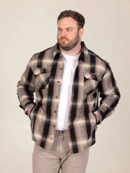 HOPKINS Tan Check Shacket Overshirt