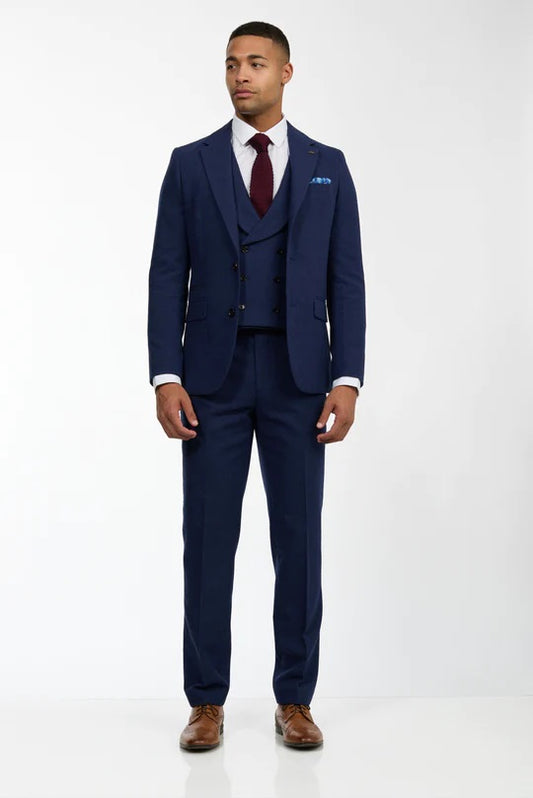 Eton Navy Wool 3 Piece Suit