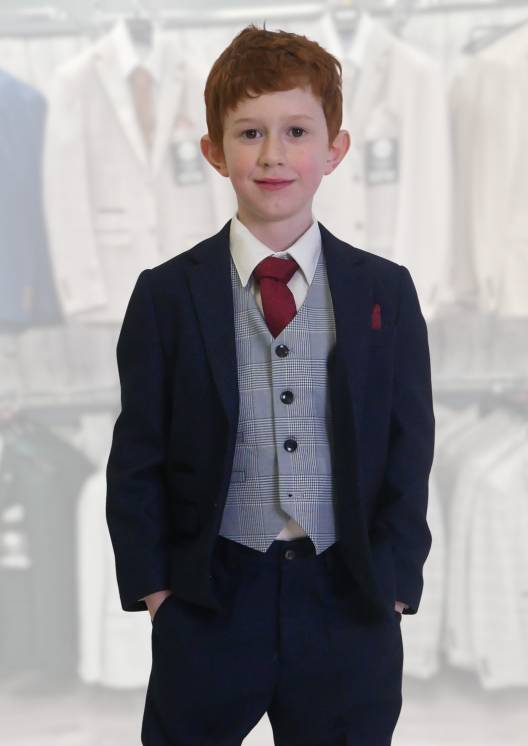 Boy's Arthur Navy 2 Piece with Mark Sky Waistcoat