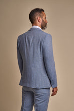 Load image into Gallery viewer, Cavani Wells Blue Tweed 3 Piece Slim Fit Suit

