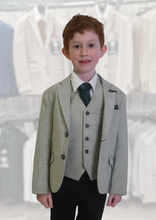 Load image into Gallery viewer, Boy&#39;s Camden Sage Green 3 Piece Suit with navy trouser
