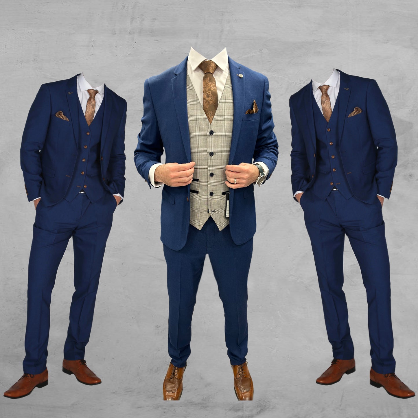 Mayfair Blue Jacket & Trouser with Hugo grey waistcoat + Mayfair Blue Wedding Quotation