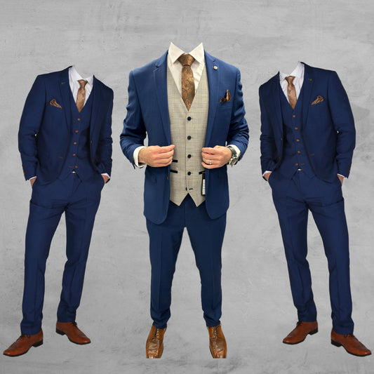 Mayfair Blue Jacket & Trouser with Hugo grey waistcoat + Mayfair Blue Wedding Quotation