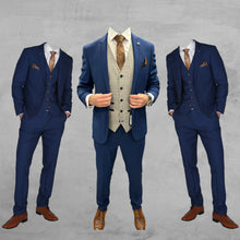 Load image into Gallery viewer, Mayfair Blue Jacket &amp; Trouser with Hugo grey waistcoat + Mayfair Blue Wedding Quotation
