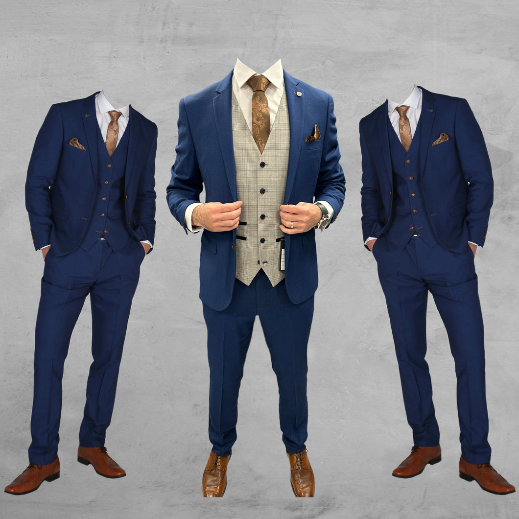 Mayfair Blue Jacket & Trouser with Hugo grey waistcoat + Mayfair Blue Wedding Quotation
