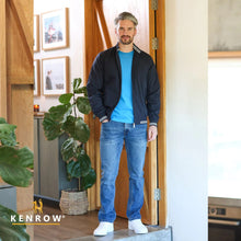 Load image into Gallery viewer, Ashton Tapered Leg Dark Mid Blue Jeans
