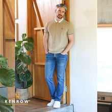 Load image into Gallery viewer, Ashton Tapered Leg Dark Mid Blue Jeans
