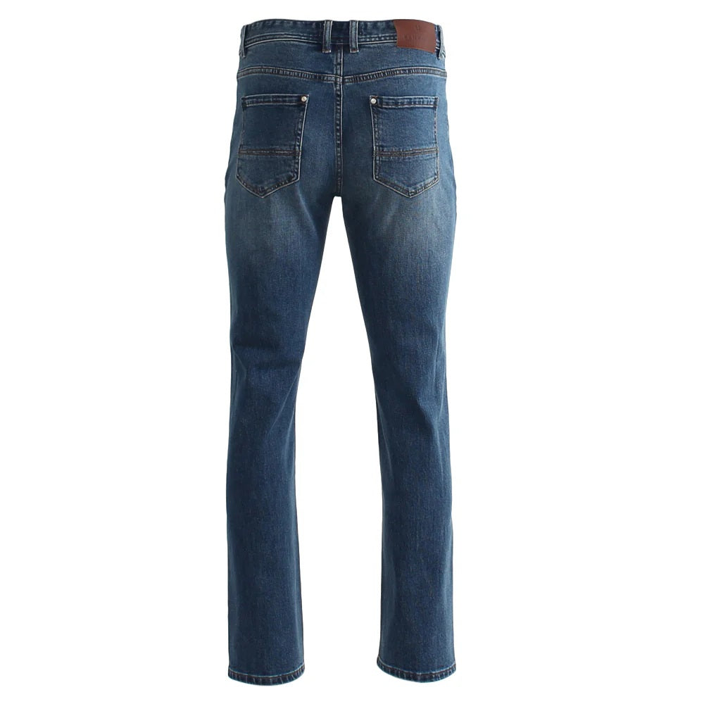 Ashton Tapered Leg Dark Mid Blue Jeans