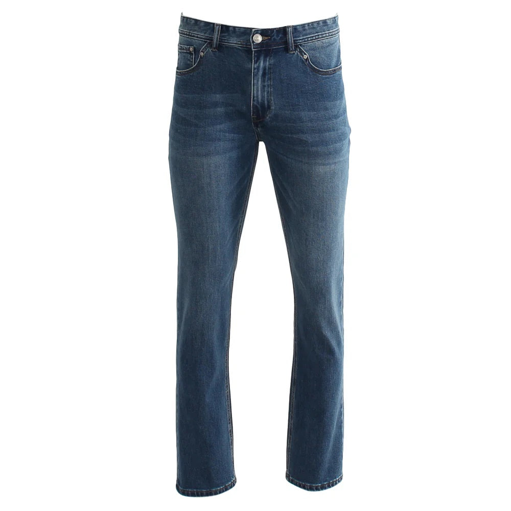 Ashton Tapered Leg Dark Mid Blue Jeans