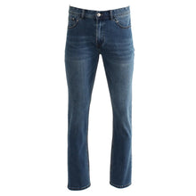 Load image into Gallery viewer, Ashton Tapered Leg Dark Mid Blue Jeans
