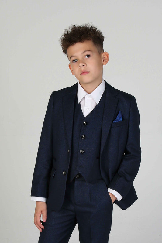 MJ's Blue Tweed with Calvin + Calvin Navy Hire Wedding Quotation