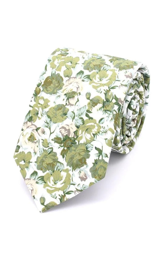 Beautiful Sage Floral tie and hanky set