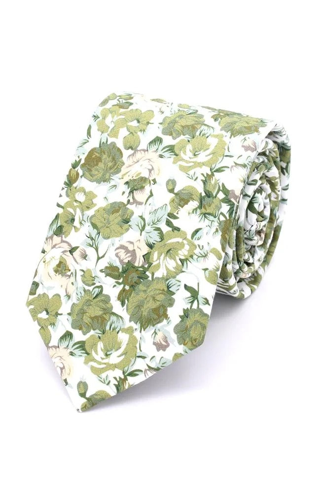 Beautiful Sage Floral tie and hanky set