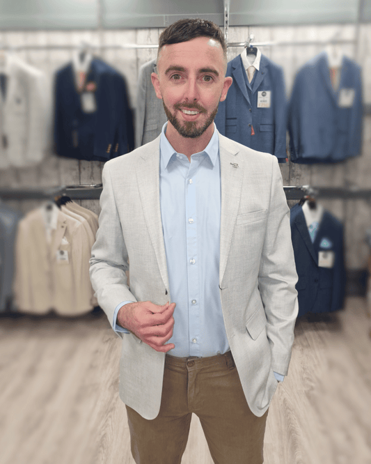 Belmont Silver Jacket with Sand Chino