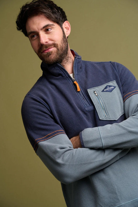 Brakeburn Blue Pique 1/4 Zip Sweat