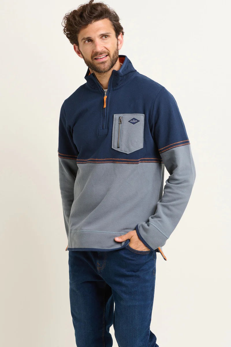 Brakeburn Blue Pique 1/4 Zip Sweat