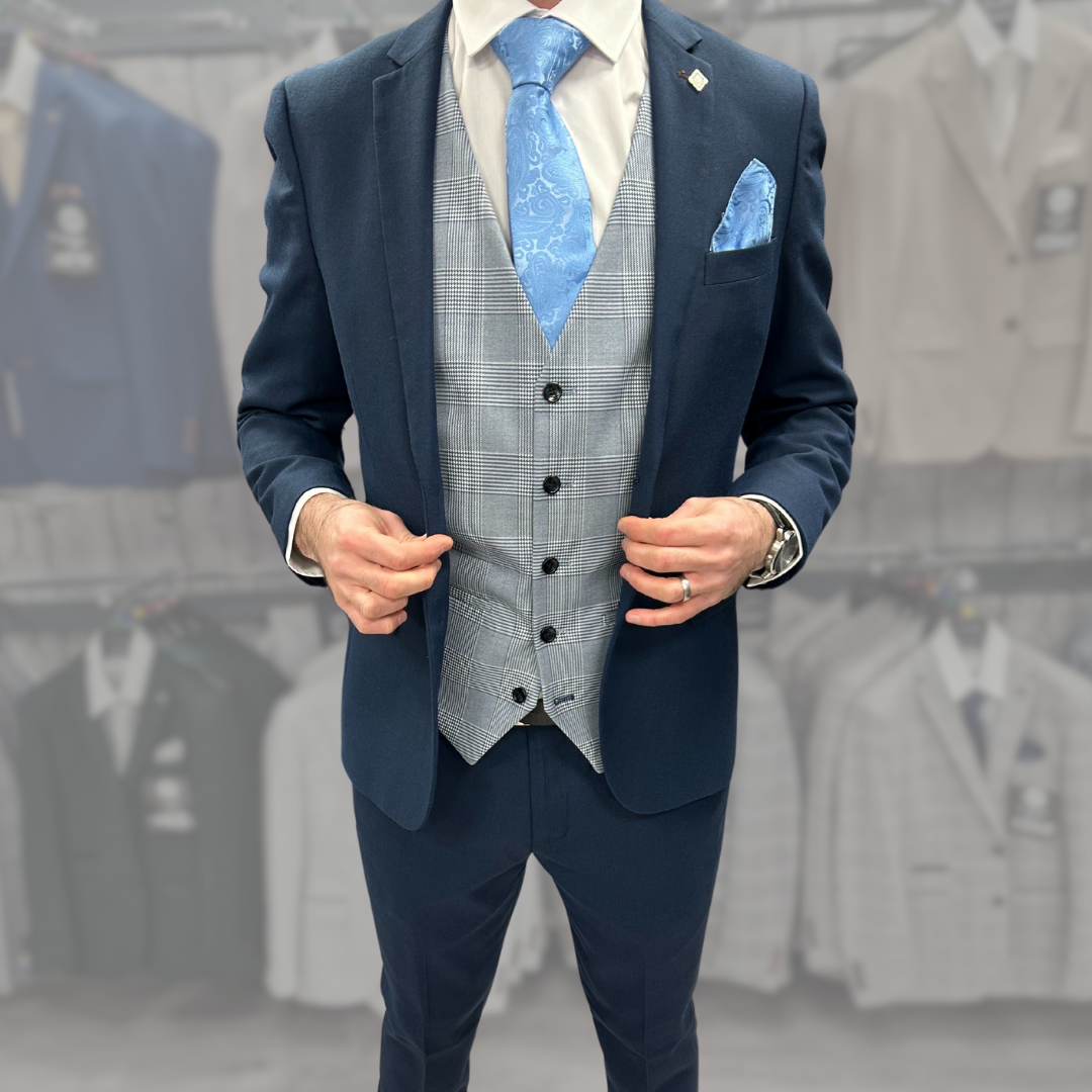 Calvin with Mark Sky + Calvin Navy Hire Wedding Quotation