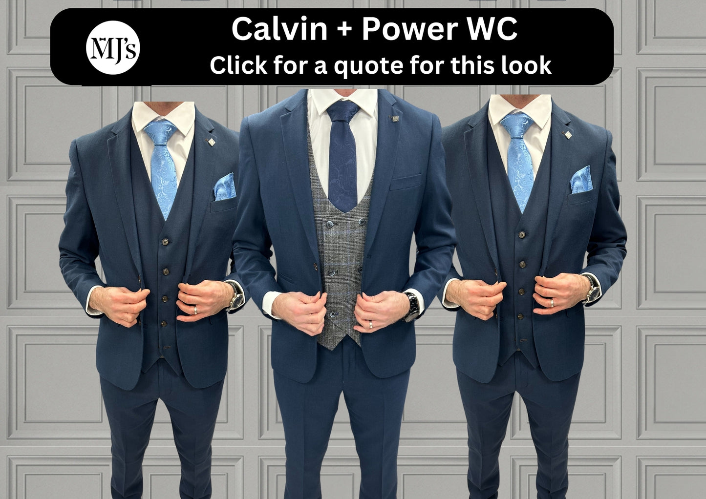 Calvin with Dalton + Calvin Navy Hire Wedding Quotation