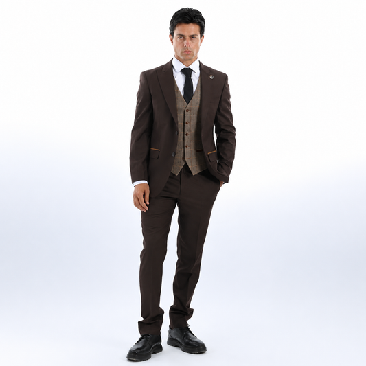 MJ's Dark Brown with harris brown waistcoat