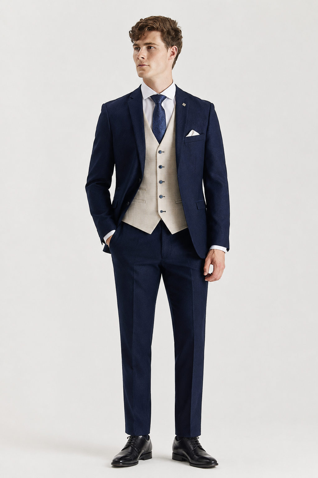 Arthur Navy with the Regent Cream waistcoat