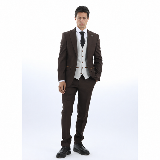 MJ's Dark Brown with mark stone waistcoat