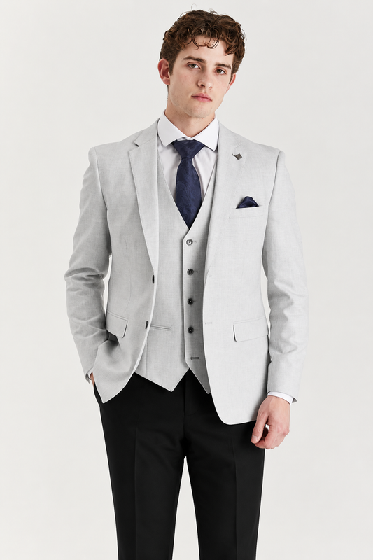 Belmont Silver with black trousers
