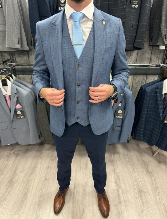 Earl Blue Check Suit with navy trouser
