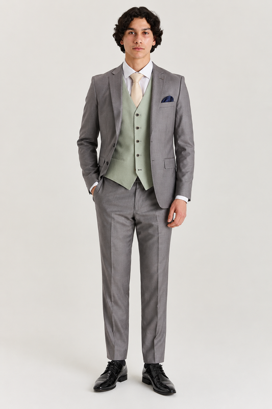 Edward Grey with Belmont Sage Waistcoat For Hire