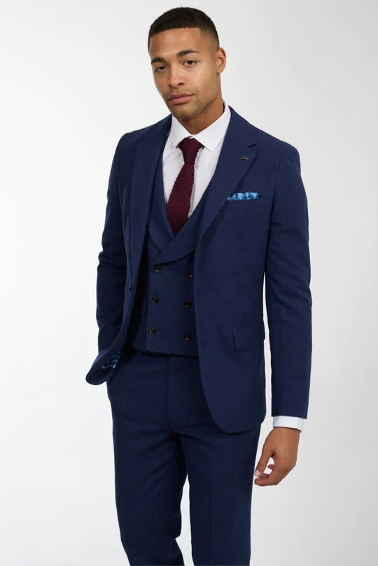 Eton Navy Wool 3 Piece Suit