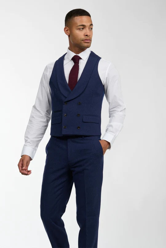 Eton Navy Wool 3 Piece Suit