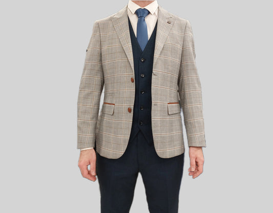 Francis Grey Jacket With Navy Trousers & Waistcoat