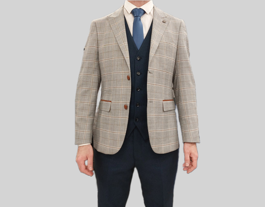 Francis Grey Jacket With Navy Trousers & Waistcoat