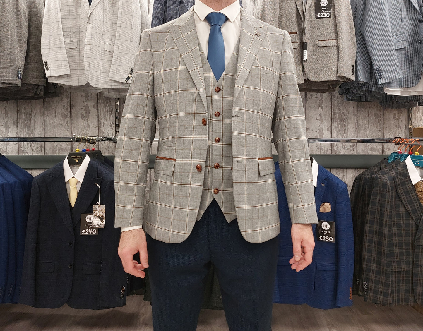 Francis Grey 3 Piece Suit With Navy Trousers