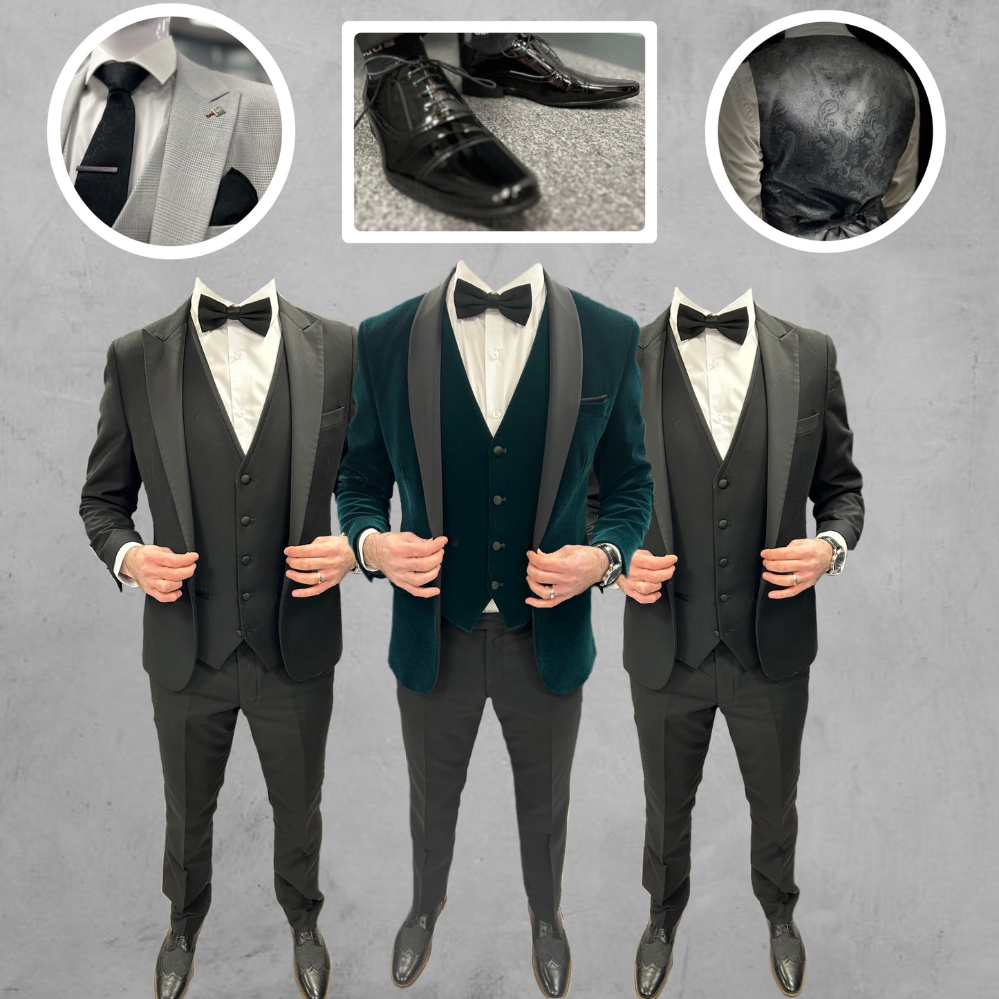 Green Velvet Tux + Harry Tux Hire Wedding Quotation