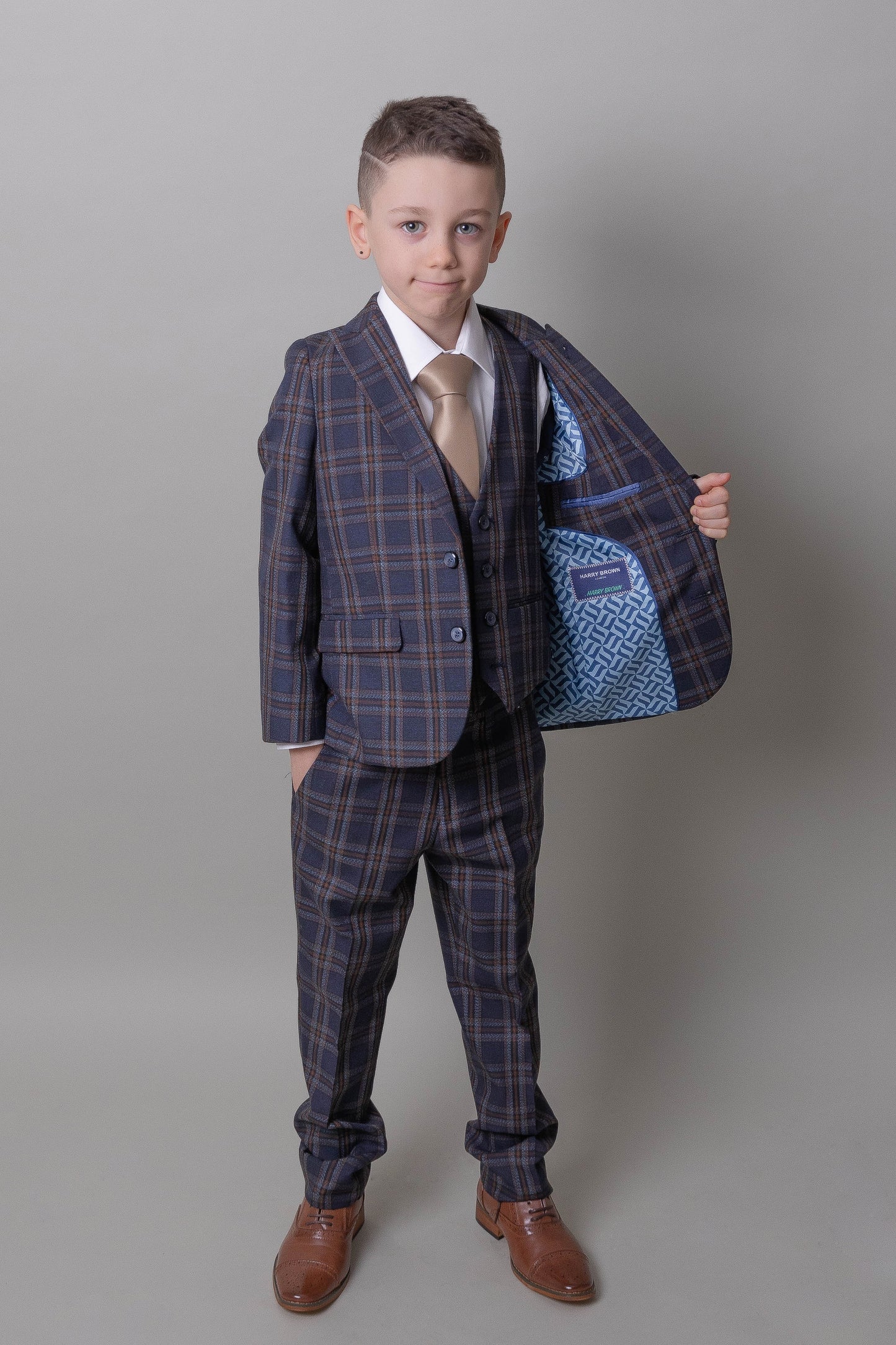 Boy's Otis Check 3 Piece Suit
