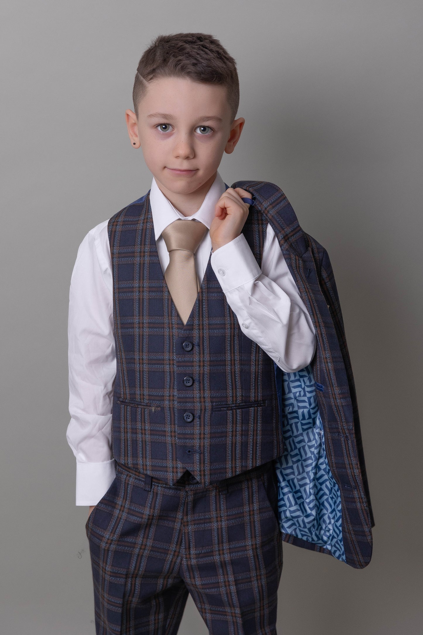 Boy's Otis Check 3 Piece Suit